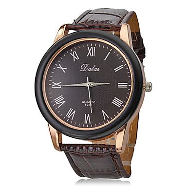 Unisex PU relógio de pulso analógico Quartz (Brown Band)